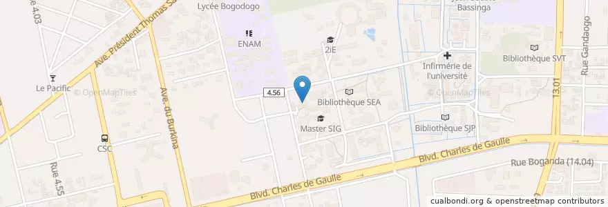 Mapa de ubicacion de Bibliothèque Central Scientifique en Burkina Faso, Centre, Kadiogo, Ouagadougou.
