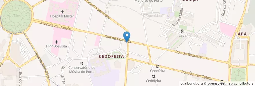 Mapa de ubicacion de Correio Azul en البرتغال, المنطقة الشمالية (البرتغال), Área Metropolitana Do Porto, بورتو, بورتو, Cedofeita, Santo Ildefonso, Sé, Miragaia, São Nicolau E Vitória.