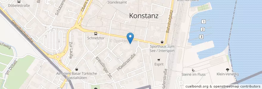 Mapa de ubicacion de BW-Bank en Deutschland, Baden-Württemberg, Regierungsbezirk Freiburg, Bezirk Kreuzlingen, Landkreis Konstanz, Verwaltungsgemeinschaft Konstanz, Konstanz.