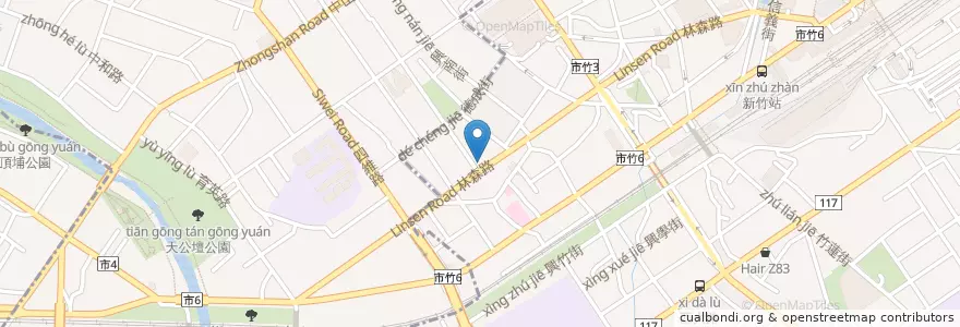 Mapa de ubicacion de 兩披索靚鍋 en 타이완, 타이완성, 신주시.