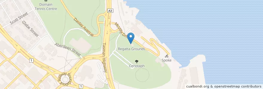 Mapa de ubicacion de Regatta Grounds en Australië, Tasmanië, City Of Hobart, Hobart.
