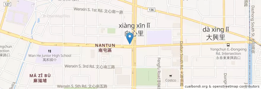 Mapa de ubicacion de 臺灣土地銀行 en Taiwan, Taichung, 南屯區.
