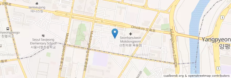 Mapa de ubicacion de 오목한의원 en Corée Du Sud, Séoul, 양천구, 목1동.