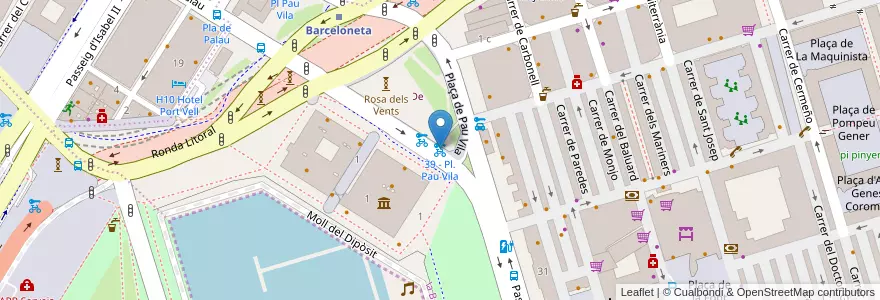 Mapa de ubicacion de 39 - Pl. Pau Vila en Spain, Catalonia, Barcelona, Barcelonès, Barcelona.