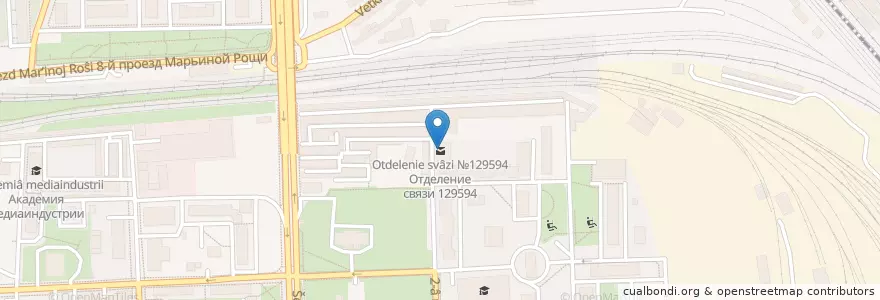 Mapa de ubicacion de Отделение связи №129594 en Russia, Central Federal District, Moscow, North-Eastern Administrative Okrug, Maryina Roshcha District.