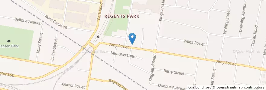 Mapa de ubicacion de Regents Park Post Office en Australie, Nouvelle Galles Du Sud, Sydney, Cumberland City Council.