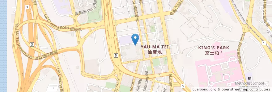 Mapa de ubicacion de cafe Kubrick en 中国, 広東省, 香港, 九龍, 新界, 油尖旺區 Yau Tsim Mong District.