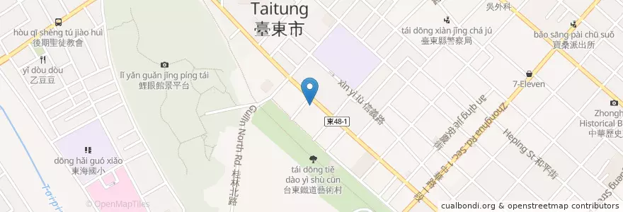 Mapa de ubicacion de Starbucks en Taiwan, Taiwan Province, Taitung County, Taitung City.