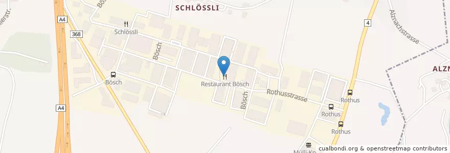 Mapa de ubicacion de Restaurant Bösch en Suisse, Zoug.