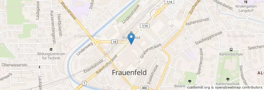 Mapa de ubicacion de Renés Steakhouse en Schweiz/Suisse/Svizzera/Svizra, Thurgau, Bezirk Frauenfeld, Frauenfeld.