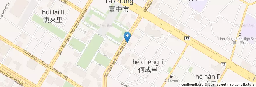 Mapa de ubicacion de 臺灣土地銀行 en 台湾, 台中市, 西屯区.