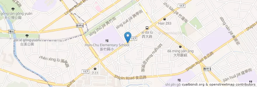 Mapa de ubicacion de 田庄桑椹冰店 en 台湾, 台湾省, 新竹市, 東区.