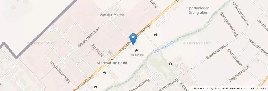 Mapa de ubicacion de Restaurant im Brüel en Suiza, Basilea-Campiña, Bezirk Arlesheim.