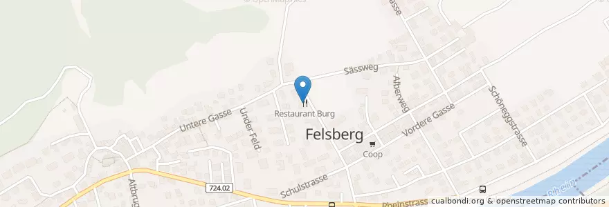 Mapa de ubicacion de Restaurant Burg en Suiza, Grisones, Imboden.