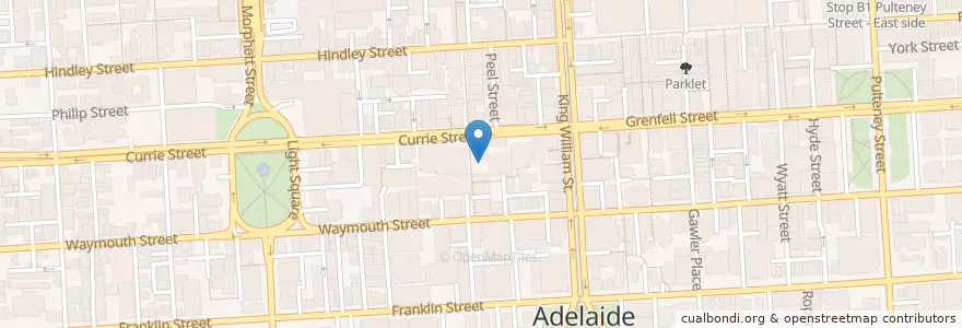 Mapa de ubicacion de Lady Burra Brewhouse en Australië, Zuid-Australië, Adelaide, Adelaide City Council.
