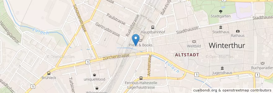 Mapa de ubicacion de Velostation en 스위스, 취리히, Bezirk Winterthur, Winterthur.