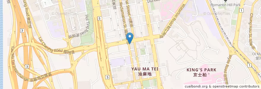 Mapa de ubicacion de 油麻地戲院 Yau Ma Tei Theatre en Çin, Guangdong, Hong Kong, Kowloon, Yeni Bölgeler, 油尖旺區 Yau Tsim Mong District.