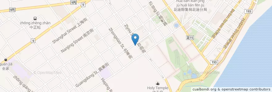 Mapa de ubicacion de 小牛廚房手工蛋卷 en 타이완, 타이완성, 화롄현, 화롄 시.
