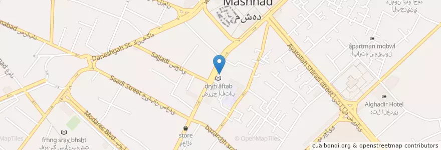 Mapa de ubicacion de بانک ملت en 이란, استان خراسان رضوی, شهرستان مشهد, مشهد, بخش مرکزی شهرستان مشهد.