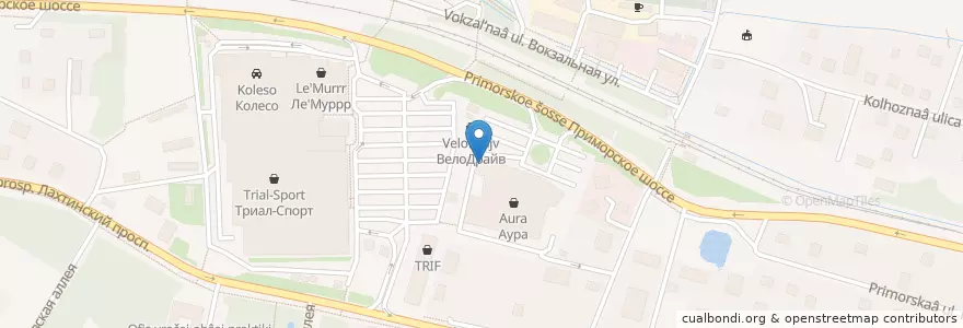 Mapa de ubicacion de Carl's Jr. en Rusia, Северо-Западный Федеральный Округ, Óblast De Leningrado, San Petersburgo, Приморский Район, Округ Лахта-Ольгино.