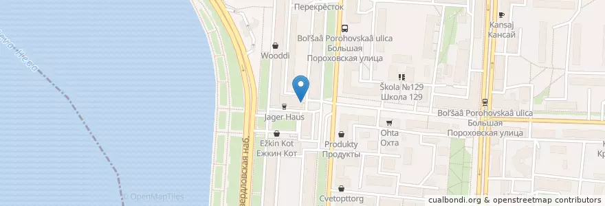 Mapa de ubicacion de Банкетный зал "Небесный" en Russie, District Fédéral Du Nord-Ouest, Oblast De Léningrad, Saint-Pétersbourg, Красногвардейский Район, Округ Большая Охта.