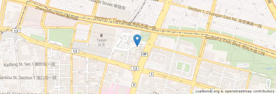 Mapa de ubicacion de MoneyGram BIN Express en Taiwan, New Taipei, Taipei, Zhongzheng District.