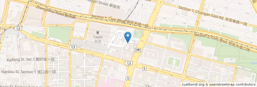 Mapa de ubicacion de Sari Rasa印尼餐廳 en 臺灣, 新北市, 臺北市, 中正區.