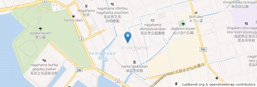Mapa de ubicacion de 長浜朝日郵便局 en Jepun, 滋賀県, 長浜市.