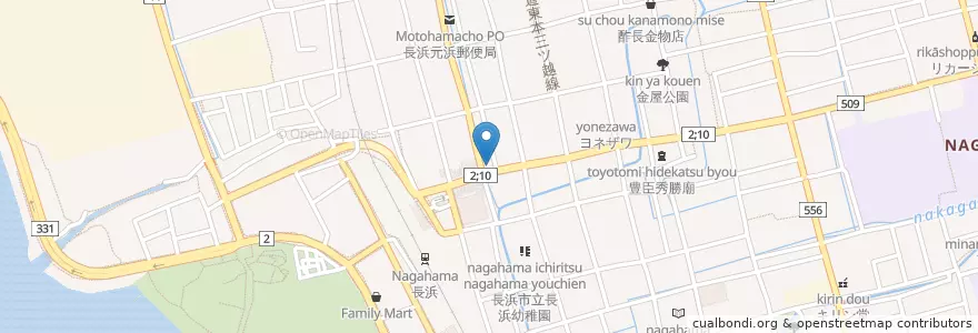 Mapa de ubicacion de 関西アーバン銀行 長浜駅前支店 en 日本, 滋賀県, 長浜市.