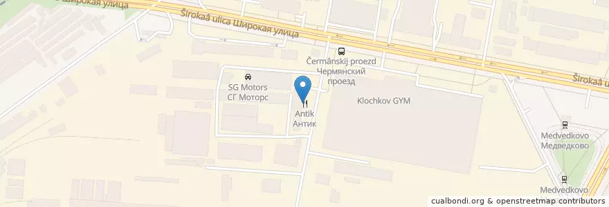 Mapa de ubicacion de Антик en 러시아, Центральный Федеральный Округ, Москва, Северо-Восточный Административный Округ.