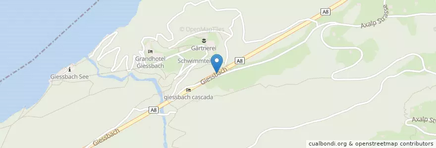 Mapa de ubicacion de Giessbach en Швейцария, Берн, Verwaltungsregion Oberland, Verwaltungskreis Interlaken-Oberhasli, Brienz (Be).