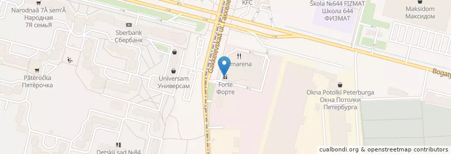 Mapa de ubicacion de Форте en Rusland, Северо-Западный Федеральный Округ, Oblast Leningrad, Sint-Petersburg, Приморский Район, Округ № 65.