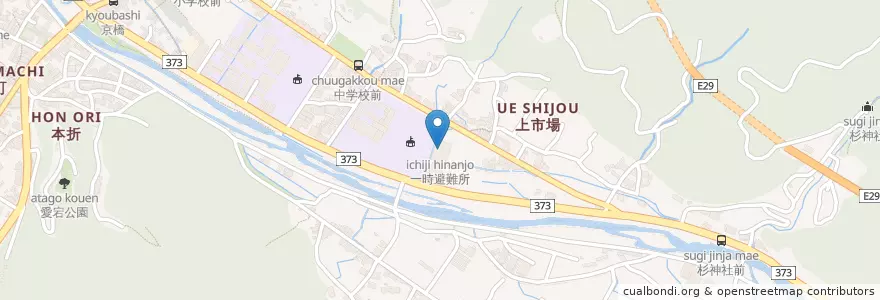 Mapa de ubicacion de 一時避難所 en Japon, Préfecture De Tottori, 八頭郡, 智頭町.