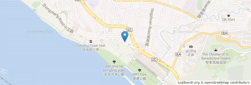 Mapa de ubicacion de 21金小火鍋 en Тайвань, Новый Тайбэй, 淡水區.