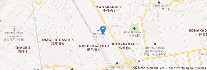 Mapa de ubicacion de 稲毛バースクリニック en ژاپن, 千葉県, 千葉市, 稲毛区.