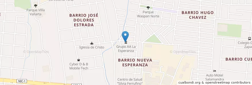 Mapa de ubicacion de Grupo AA La Esperanza en ニカラグア, マナグア県, Managua (Municipio).