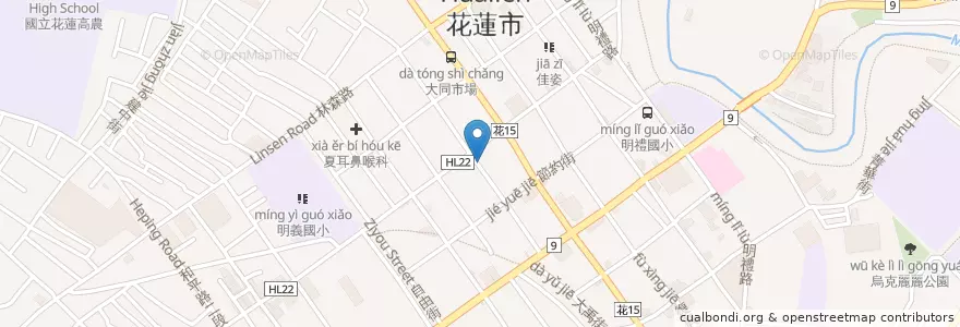 Mapa de ubicacion de 樂世焗 en 台湾, 台湾省, 花蓮県, 花蓮市.