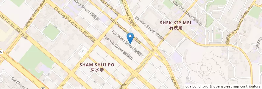 Mapa de ubicacion de 維記咖啡粉麵 en 中国, 広東省, 香港, 九龍, 新界, 深水埗區 Sham Shui Po District.