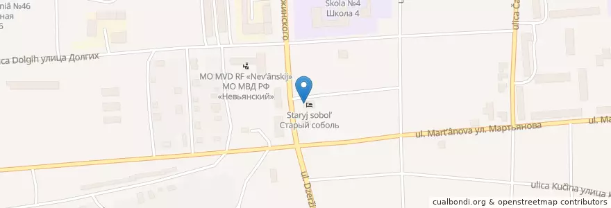 Mapa de ubicacion de Старый соболь en Russland, Föderationskreis Ural, Oblast Swerdlowsk, Горнозаводской Управленческий Округ, Невьянский Городской Округ.