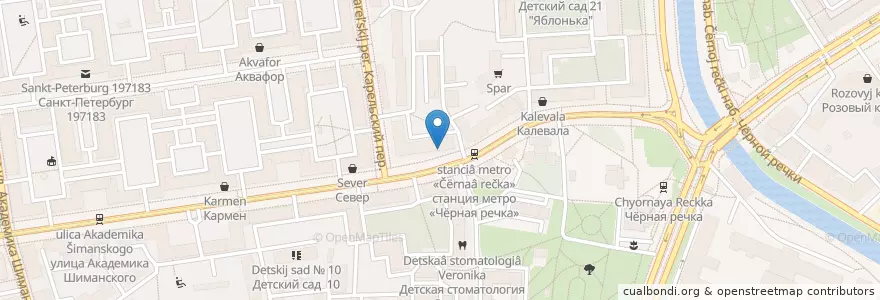 Mapa de ubicacion de Sushi Wok en Russia, Northwestern Federal District, Leningrad Oblast, Saint Petersburg, Приморский Район, Округ Чёрная Речка.
