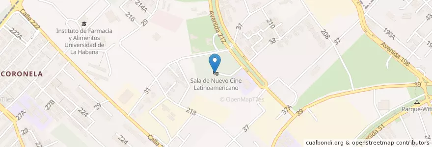 Mapa de ubicacion de Fundación del Nuevo Cine Latinoamericano. Sala Glauber Rocha en Cuba, La Havane, La Lisa, Playa.
