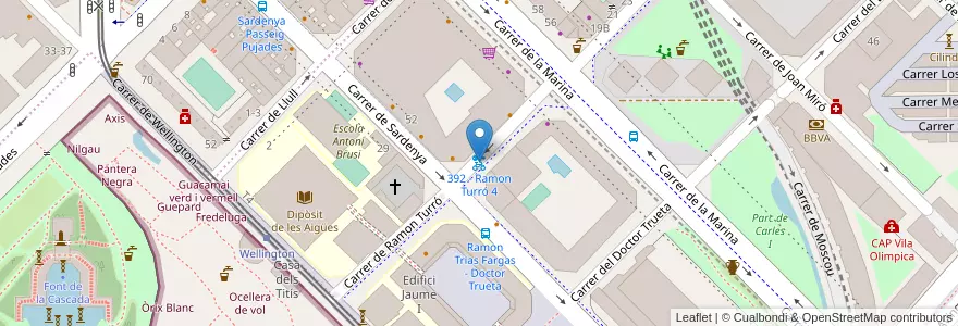 Mapa de ubicacion de 392 - Ramon Turró 4 en Espagne, Catalogne, Barcelone, Barcelonais, Barcelone.
