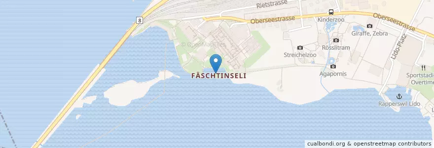Mapa de ubicacion de Fäschtinseli en İsviçre, Sankt Gallen, Wahlkreis See-Gaster, Rapperswil-Jona.