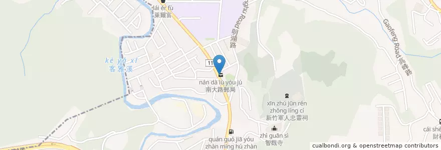Mapa de ubicacion de 南大路郵局 en Taiwán, Provincia De Taiwán, Hsinchu, 東區.