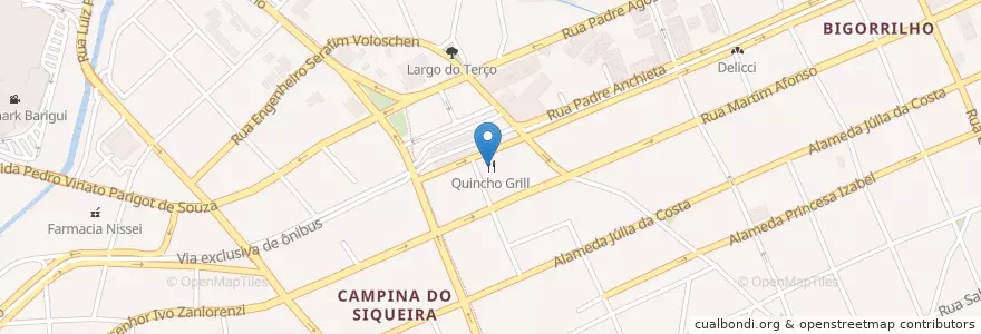 Mapa de ubicacion de Quincho Grill en Brasil, Região Sul, Paraná, Região Geográfica Intermediária De Curitiba, Região Metropolitana De Curitiba, Microrregião De Curitiba, Curitiba.
