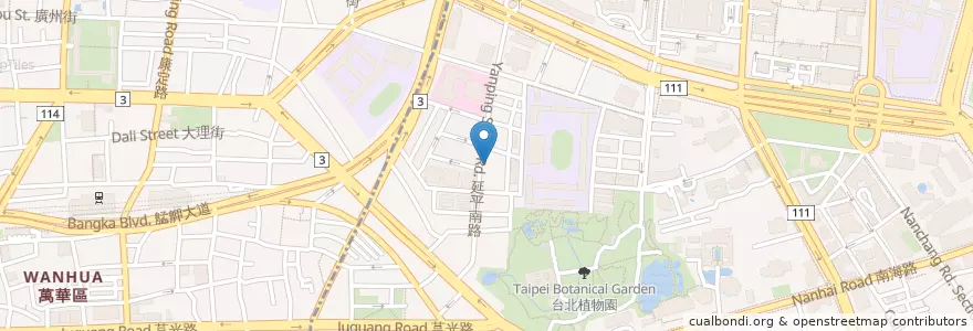 Mapa de ubicacion de 三商巧福 延平店 en Taiwán, Nuevo Taipéi, Taipéi, 萬華區, 中正區.