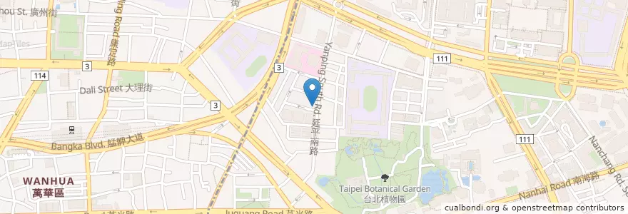 Mapa de ubicacion de 源士林粥品 en 臺灣, 新北市, 臺北市, 萬華區, 中正區.