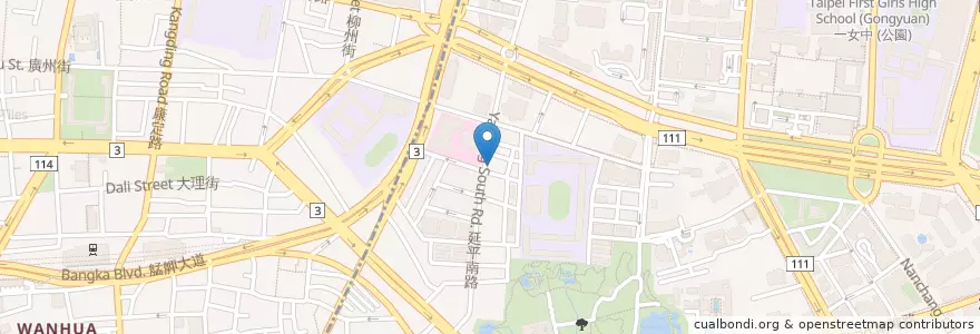 Mapa de ubicacion de 德增豆漿店 en Taiwan, 新北市, Taipé, 萬華區, 中正區.