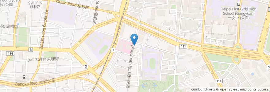 Mapa de ubicacion de 小南門福州傻瓜乾麵 en 臺灣, 新北市, 臺北市, 萬華區, 中正區.