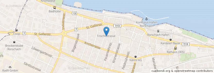 Mapa de ubicacion de Trischli en Suíça, Sankt Gallen, Wahlkreis Rorschach, Rorschach.